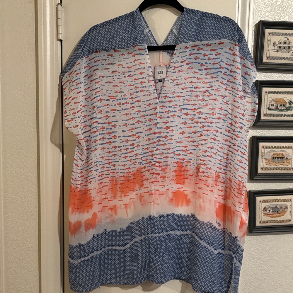Cabi sheer red, white, blue top